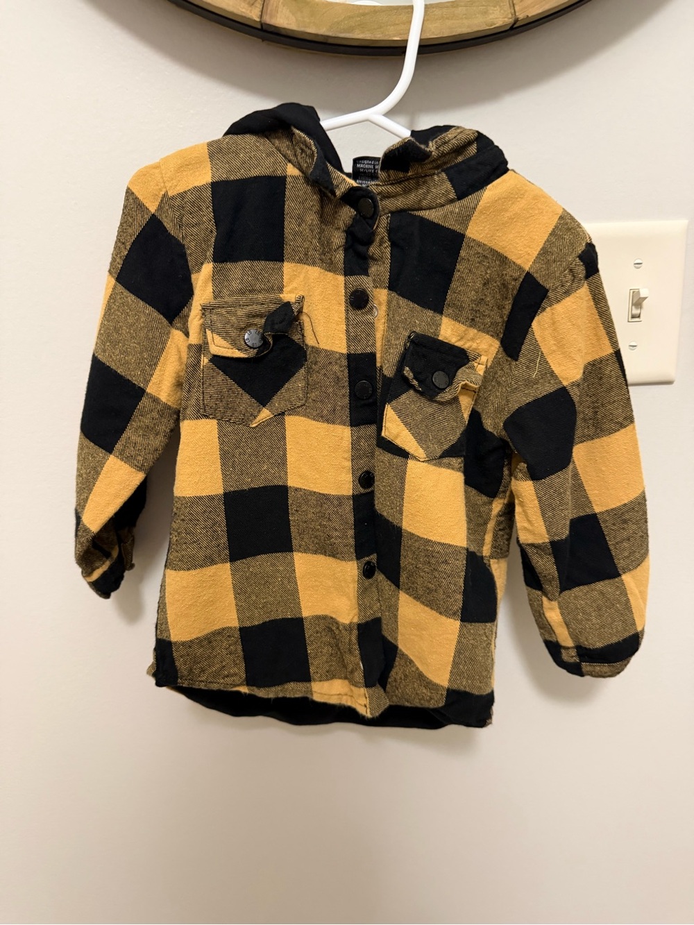 Little Bipsy Yellow and Black Buffalo Plaid Hooded Button-Down